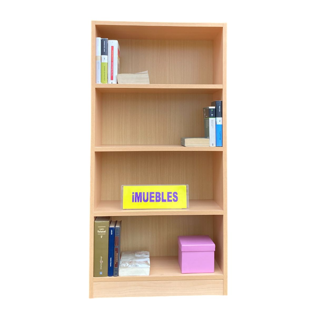 TEMEL - Estante Librero 120 cm iMUEBLES - Melamina color Haya.