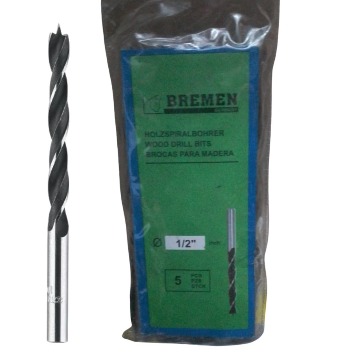 BREMEN - Pack x 5 : Broca para Madera Bremen 1/2"   - Gris