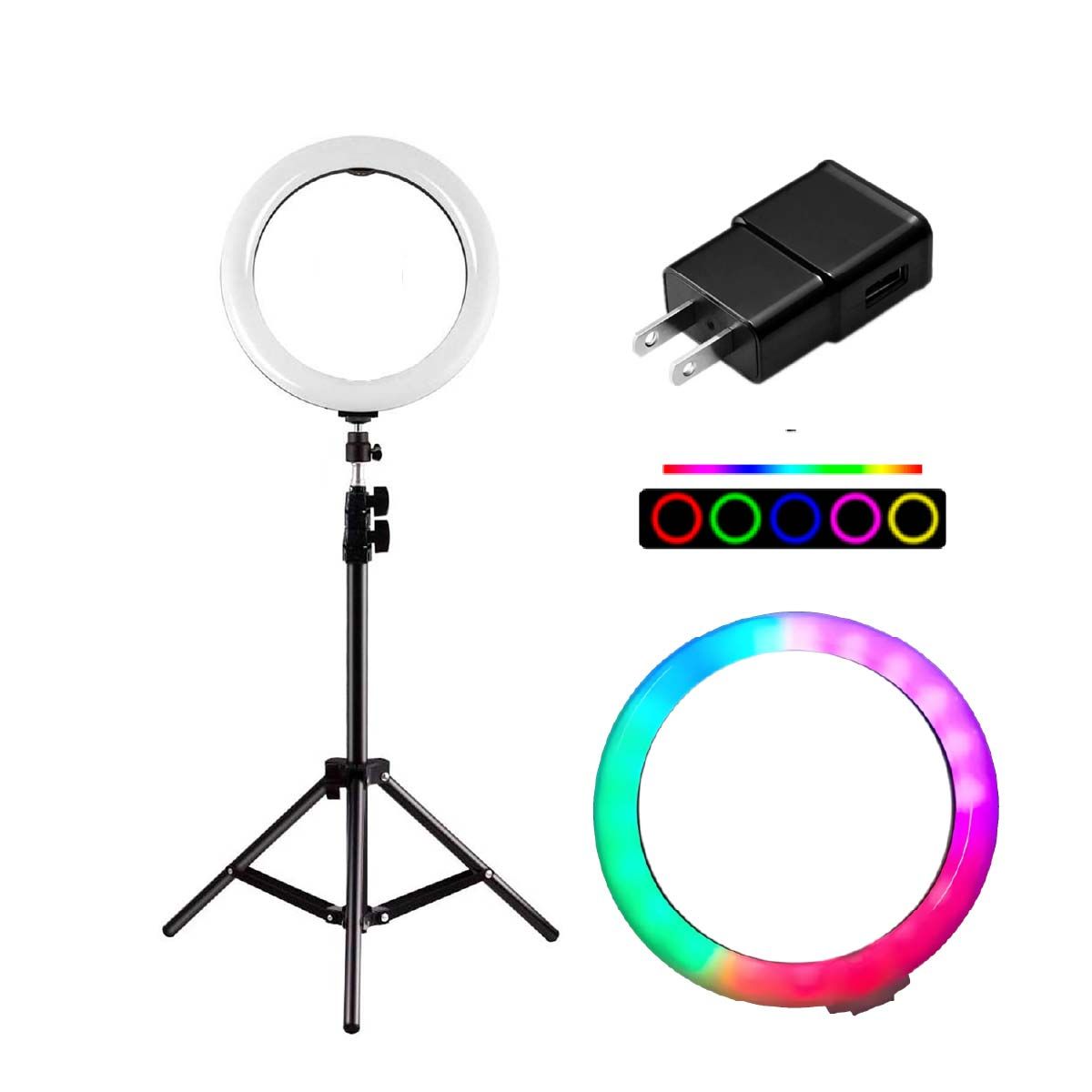 GENERICO - Trípode Parante para Celular + Aro de Luz LED RGB MJ36 + Cargador