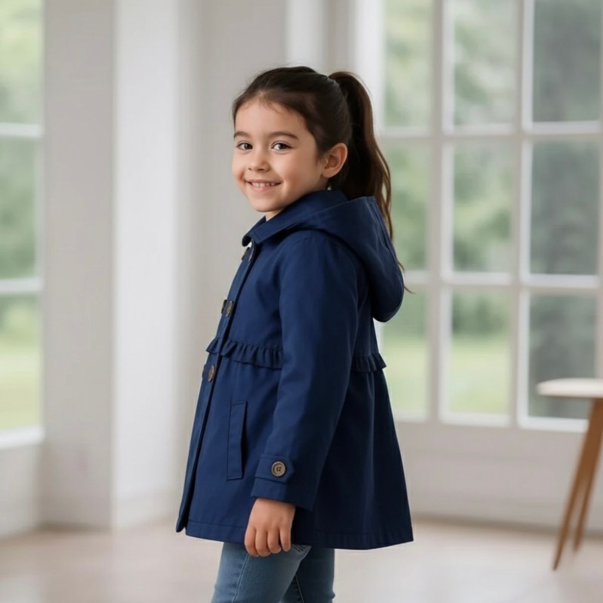 GENERICO - Abrigo Capucha Niña - Azul - Angela Kids