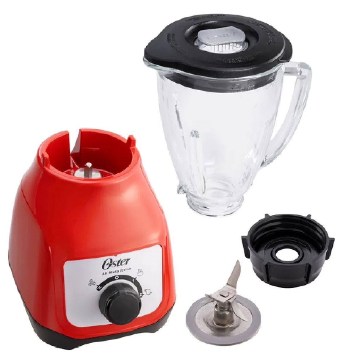 OSTER - Licuadora Oster Roja 15L 550W BLSTKAGRRD con Vaso de Vidrio
