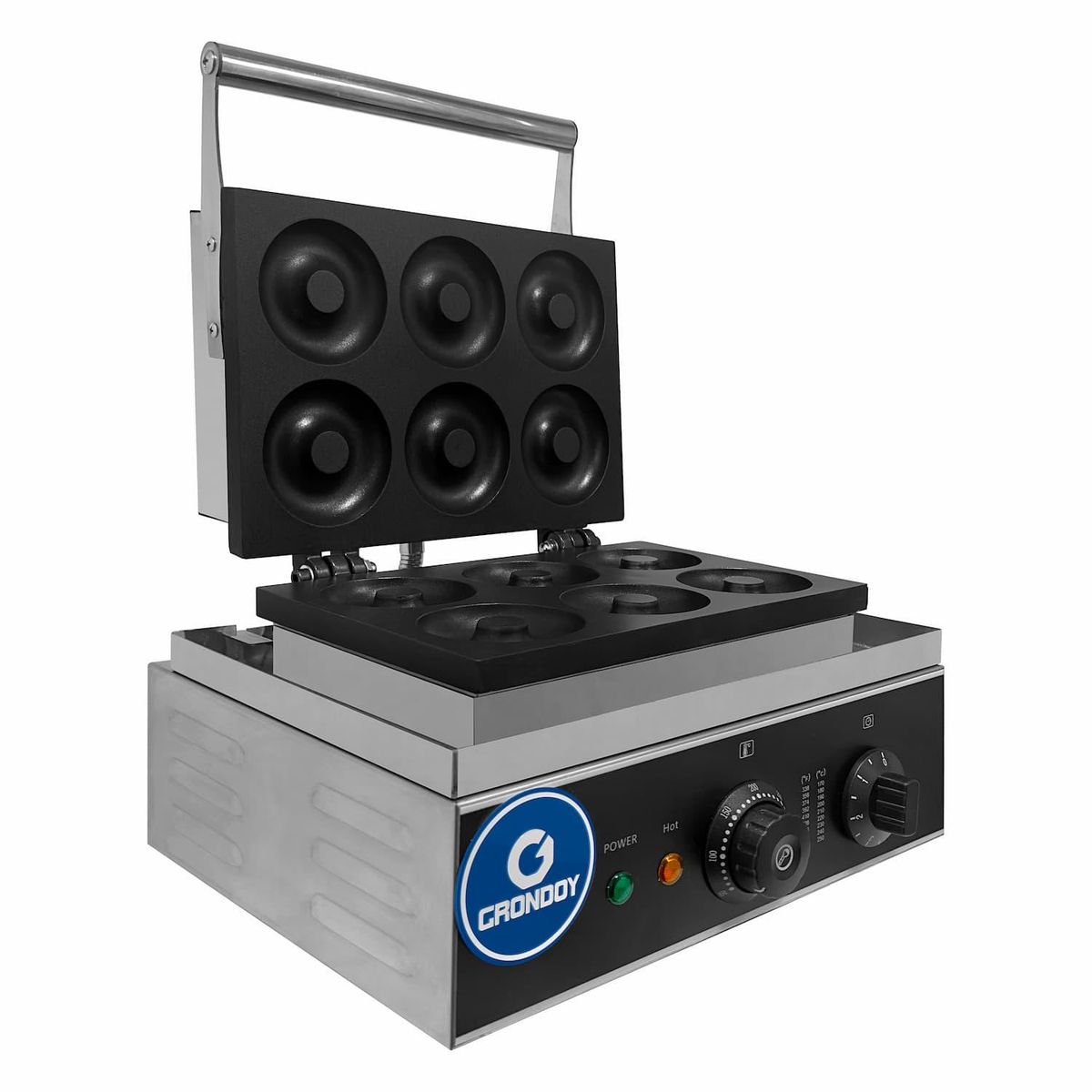 GRONDOY - Máquina para donas 6 pz, acero inoxidable antiadherent