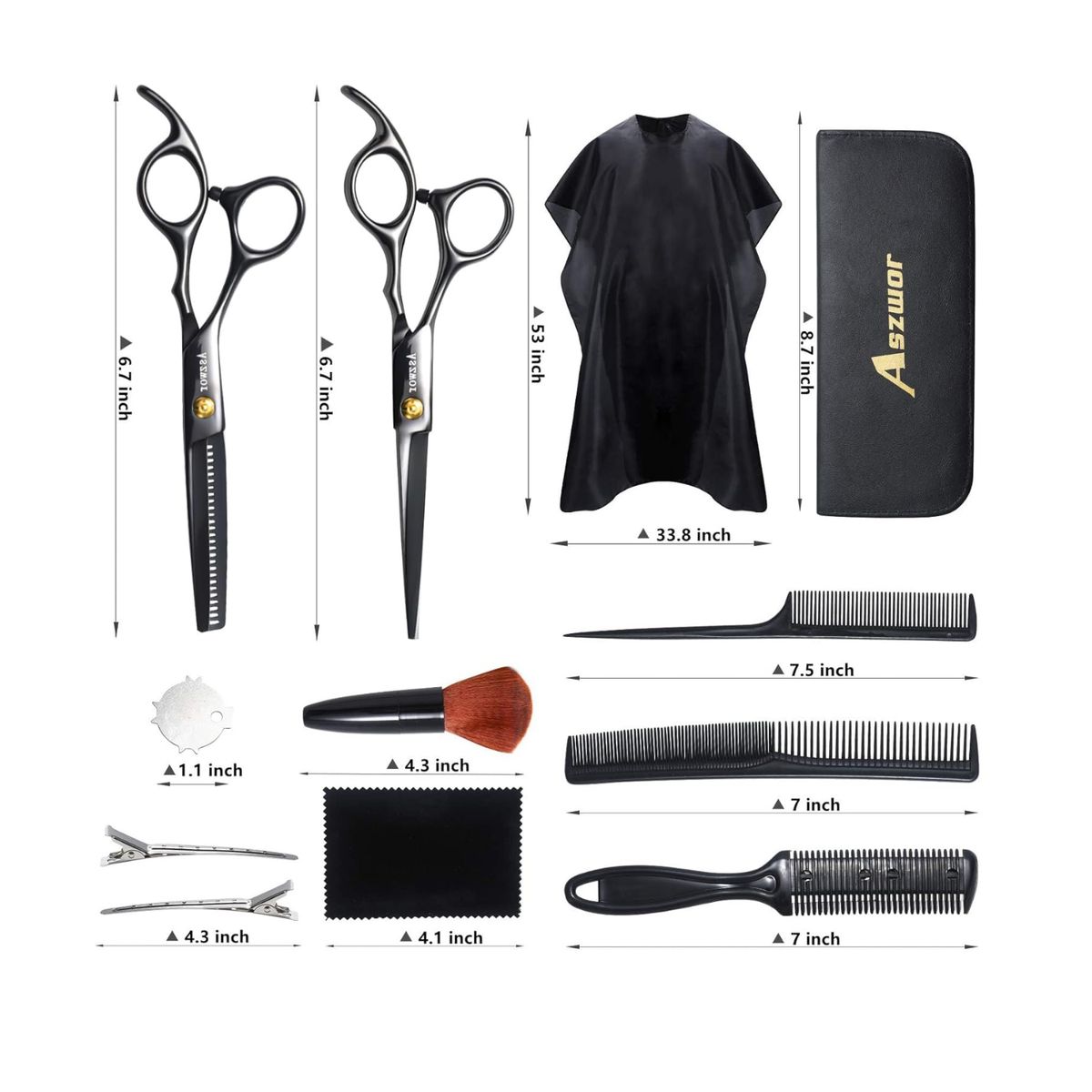 GENERICO - Kit Tijeras Corte Profesional Salon 12 Piezas Acero Inox