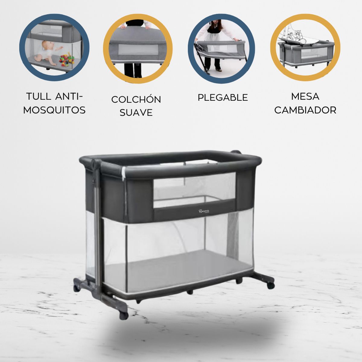 POWER KIDS - Cuna Colecho «PISOLINO» Black