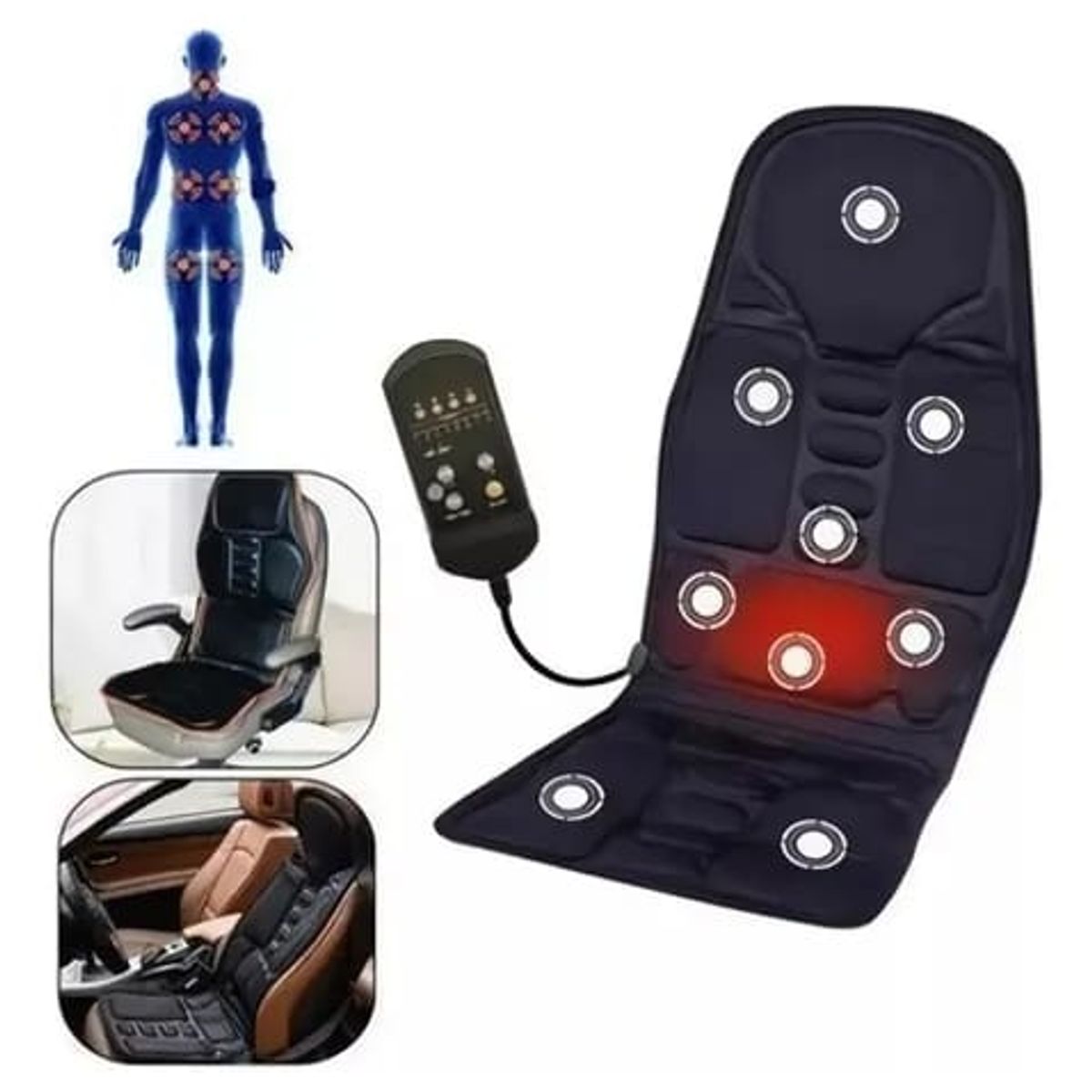 GENERICO - Silla Masaje Terapia Calor Plegable Asiento Carro Relajacion