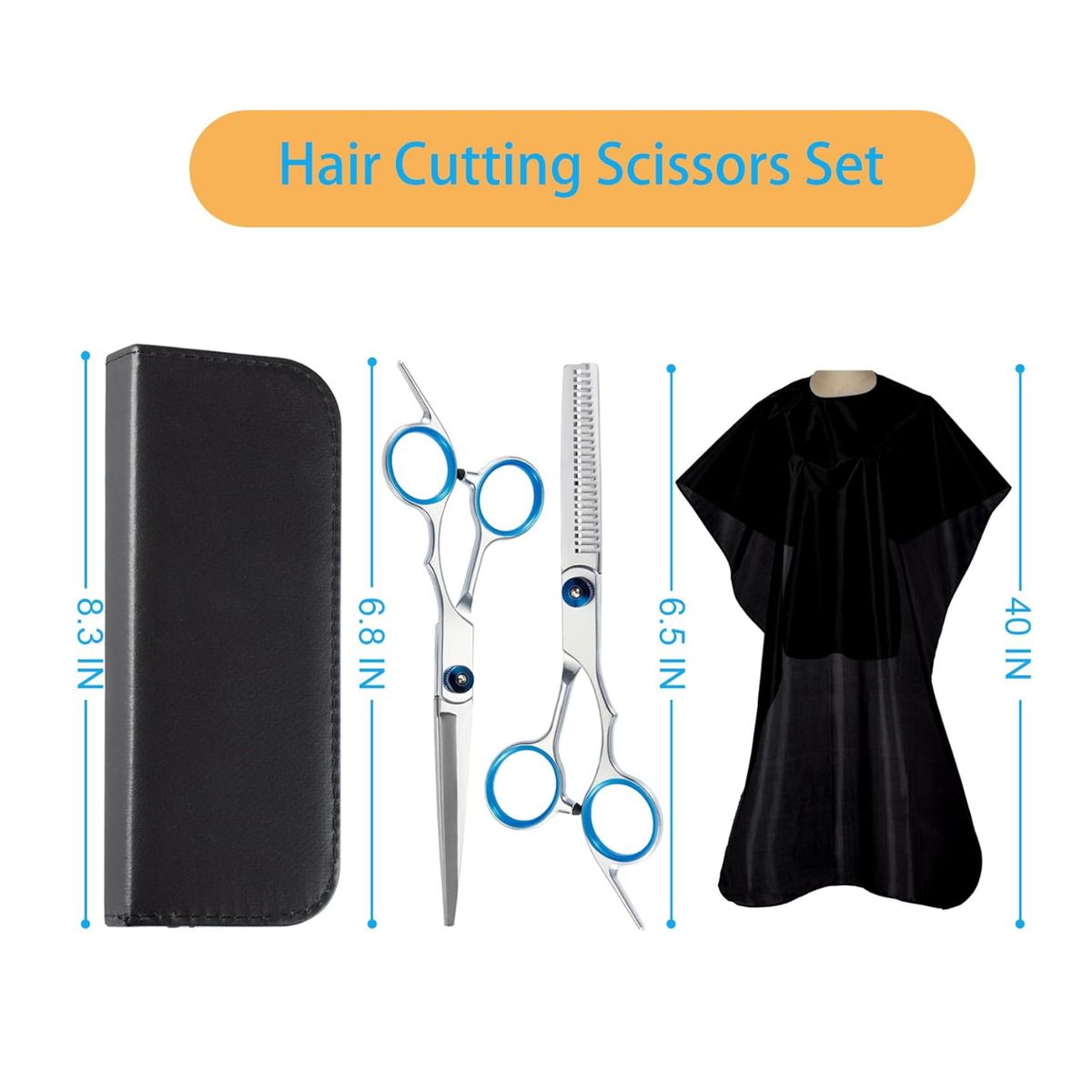 GENERICO - Kit set tijeras peines 15 piezas de Acero Inox Incluye bolso transportador