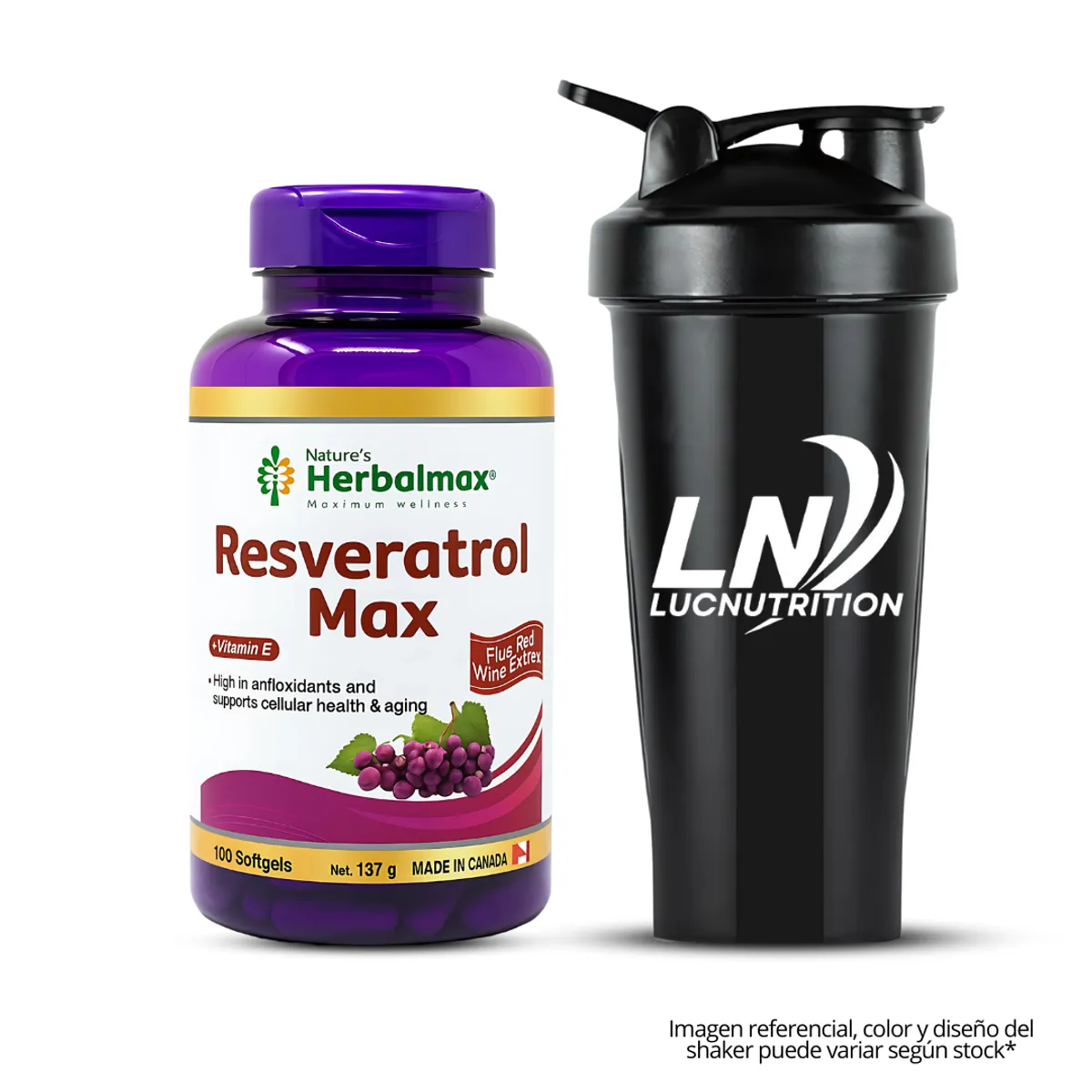 ULTIMATE NUTRITION - Resveratrol Max Herbalmax 1370 mg - 100 capsulas + Shaker