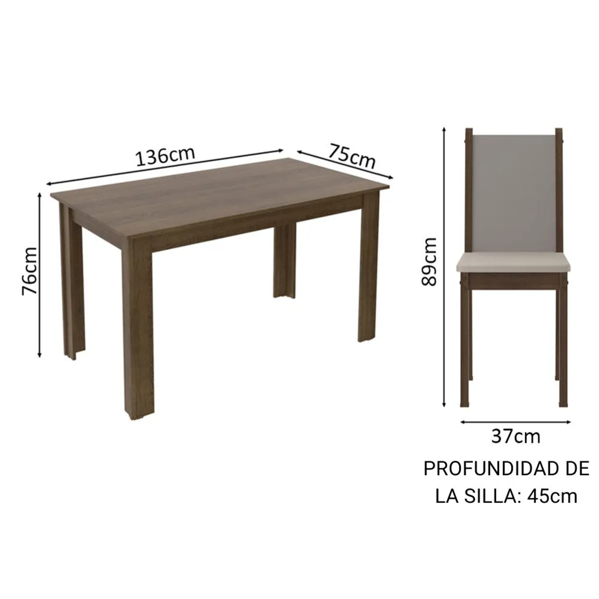 MADESA - Juego de Comedor Miriam con 6 Sillas
