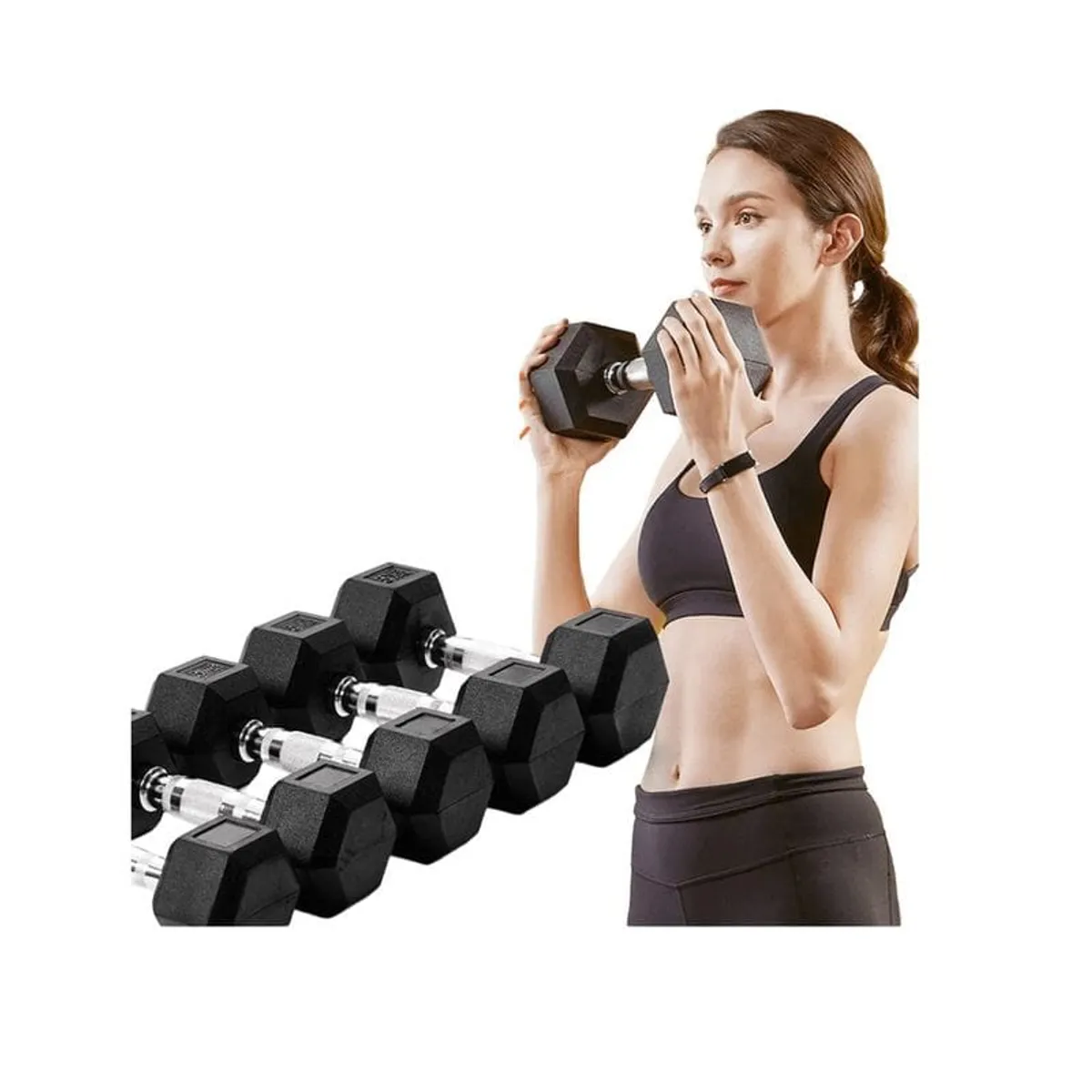 GENERICO - Set De Pesas Mancuernas Hexagonal Metal Cromado X2 5Kg