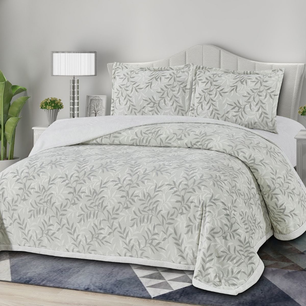 GENERICO - COBERTOR PIEL DE ÁNGEL CON SHERPA EN 4 PIEZAS 2PLZ