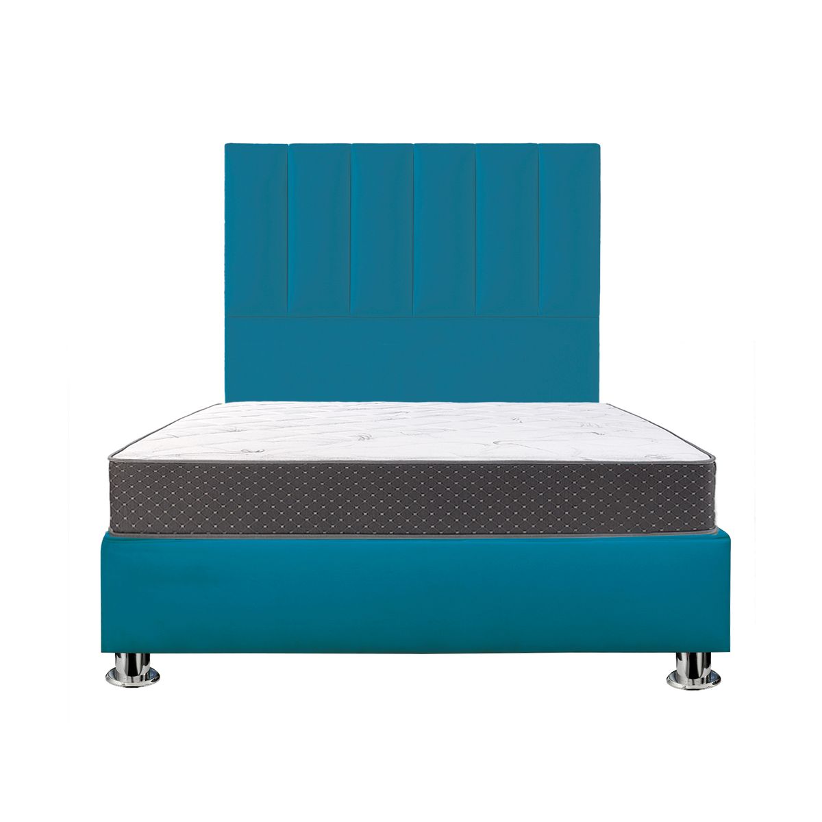 MUEBLES MACRUMO - Combo Cama tapizada Deco - Queen Turquesa + Colchón semiortopédico