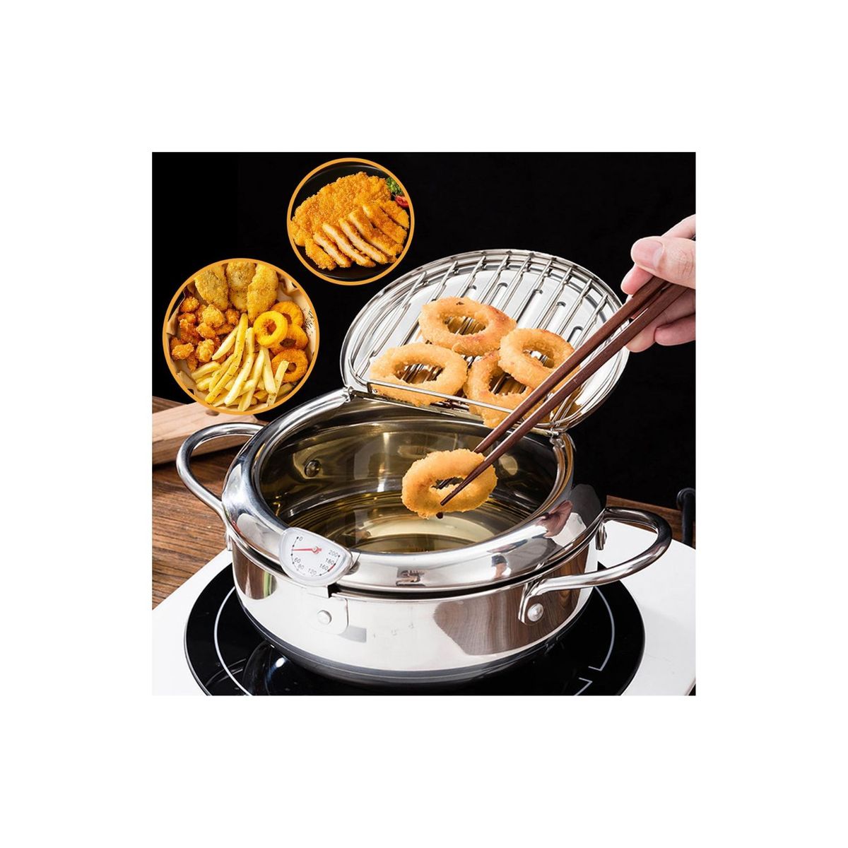 GENERICO - Freidora de Pollo Japonesa con Termómetro 2.2 L