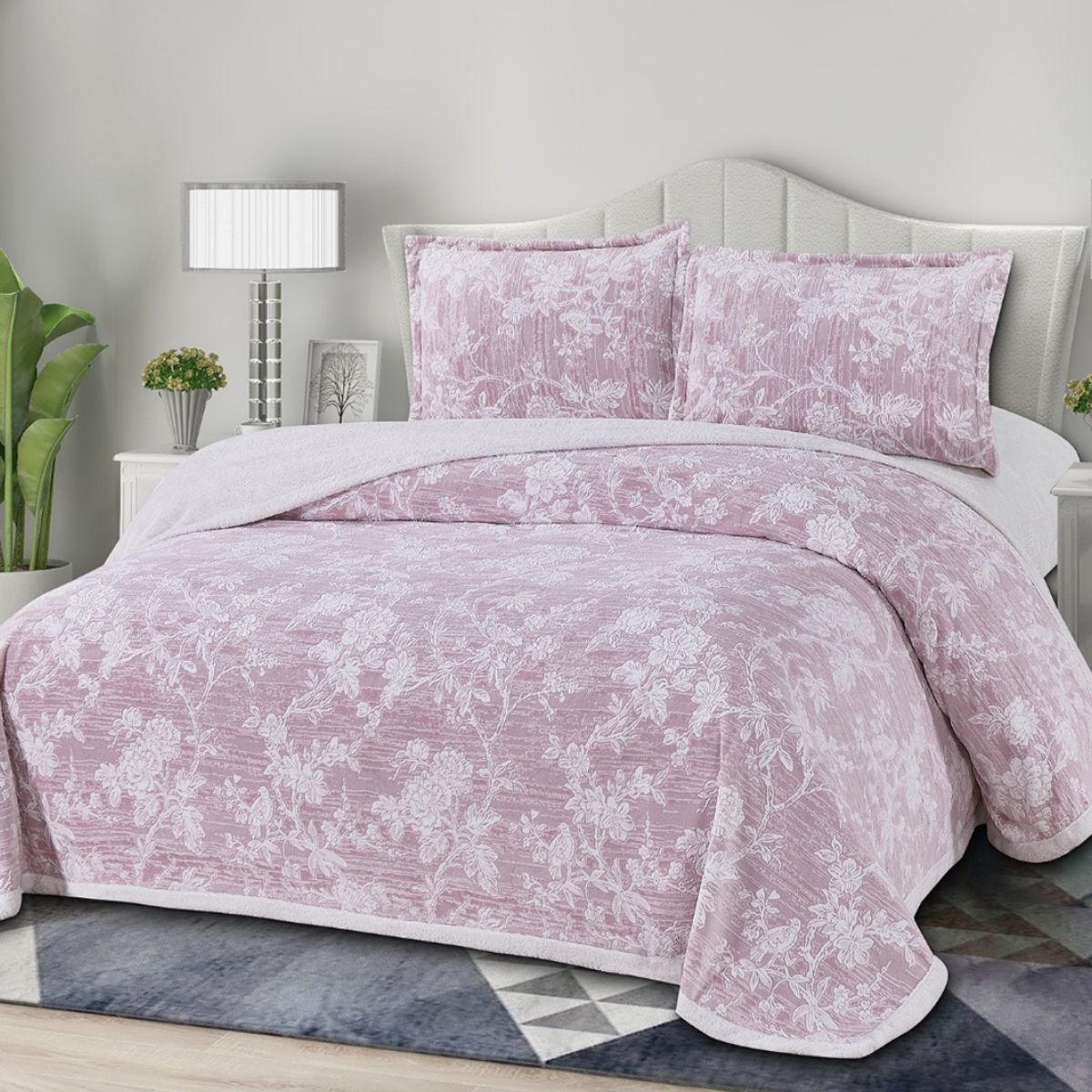 GENERICO - COBERTOR PIEL DE ÁNGEL CON SHERPA EN 4 PIEZAS 2.5PLZ