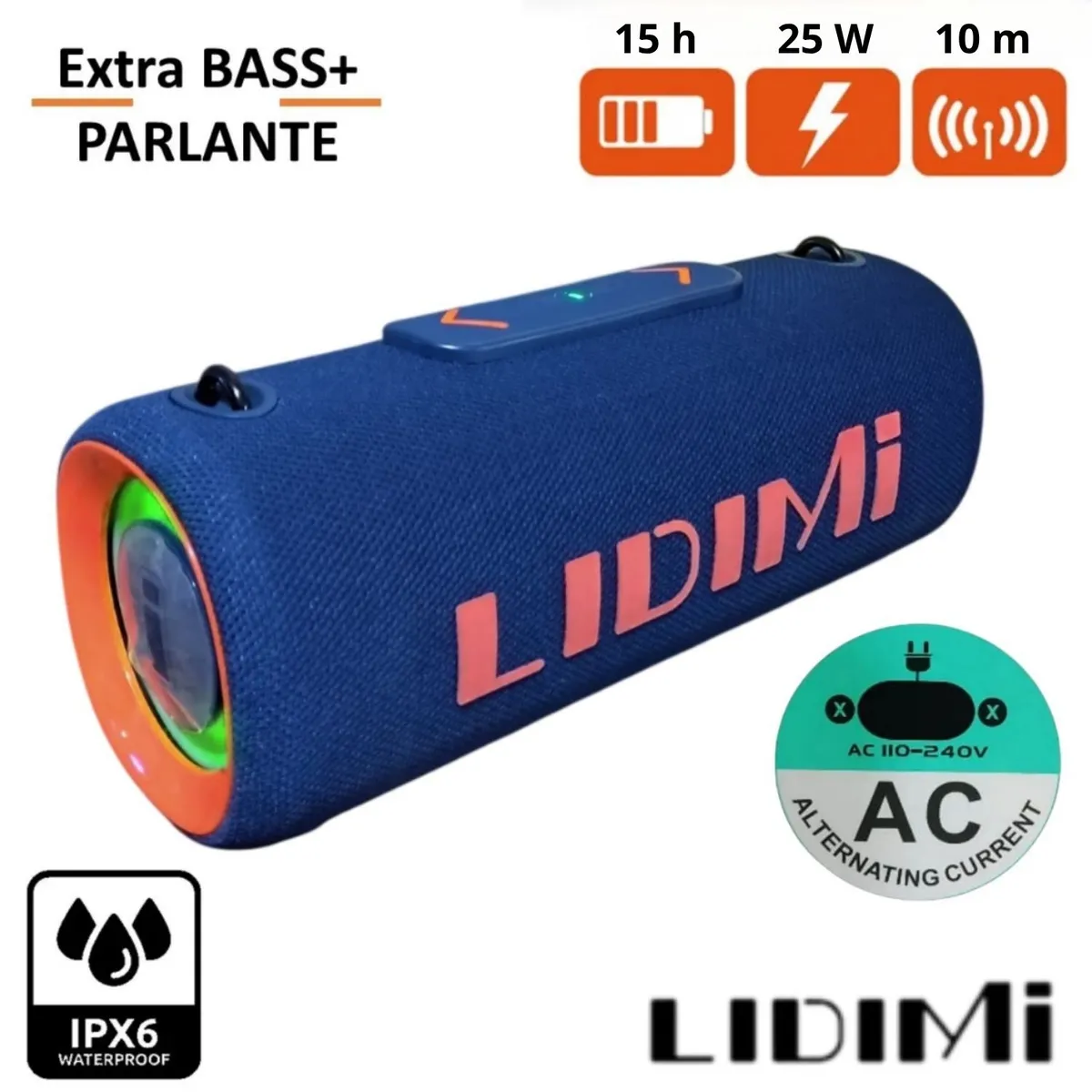 LIDIMI - Parlante Portátil Lidimi LD-S031AC 25 W BT USB TWS AC Color Aleatorio
