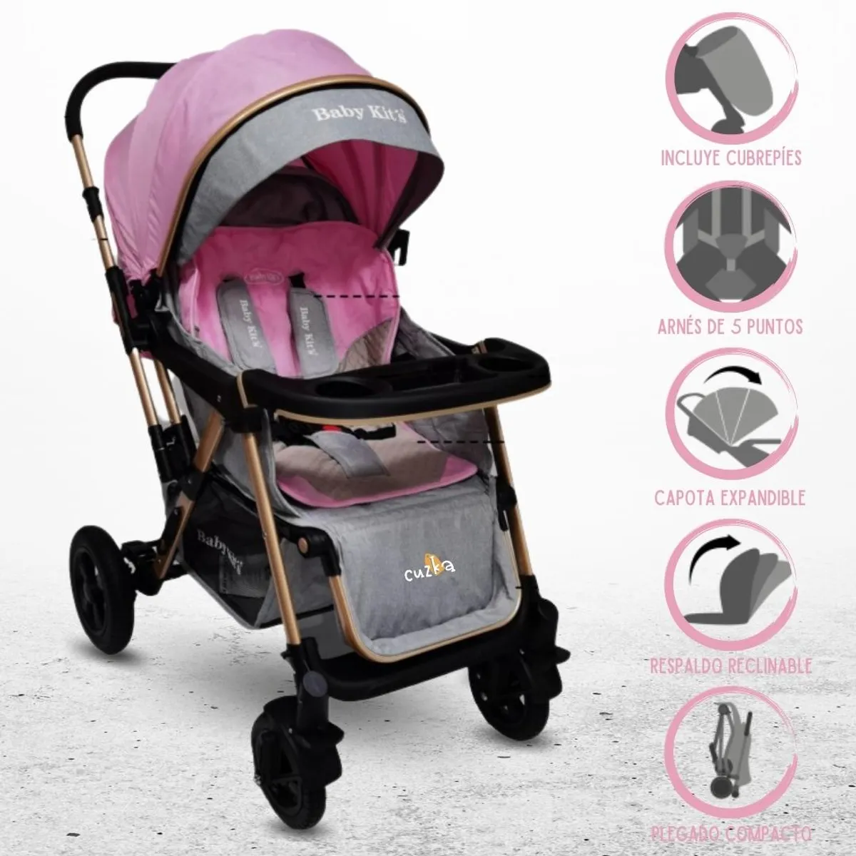 BABY KITS - Coche Cuna BABY KITS «EUROPA» PINK