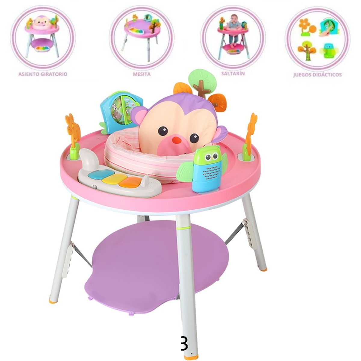 IDEAL - Diverti Saltarin 3 en 1 Centro de Entrenimiento  360° Rosado