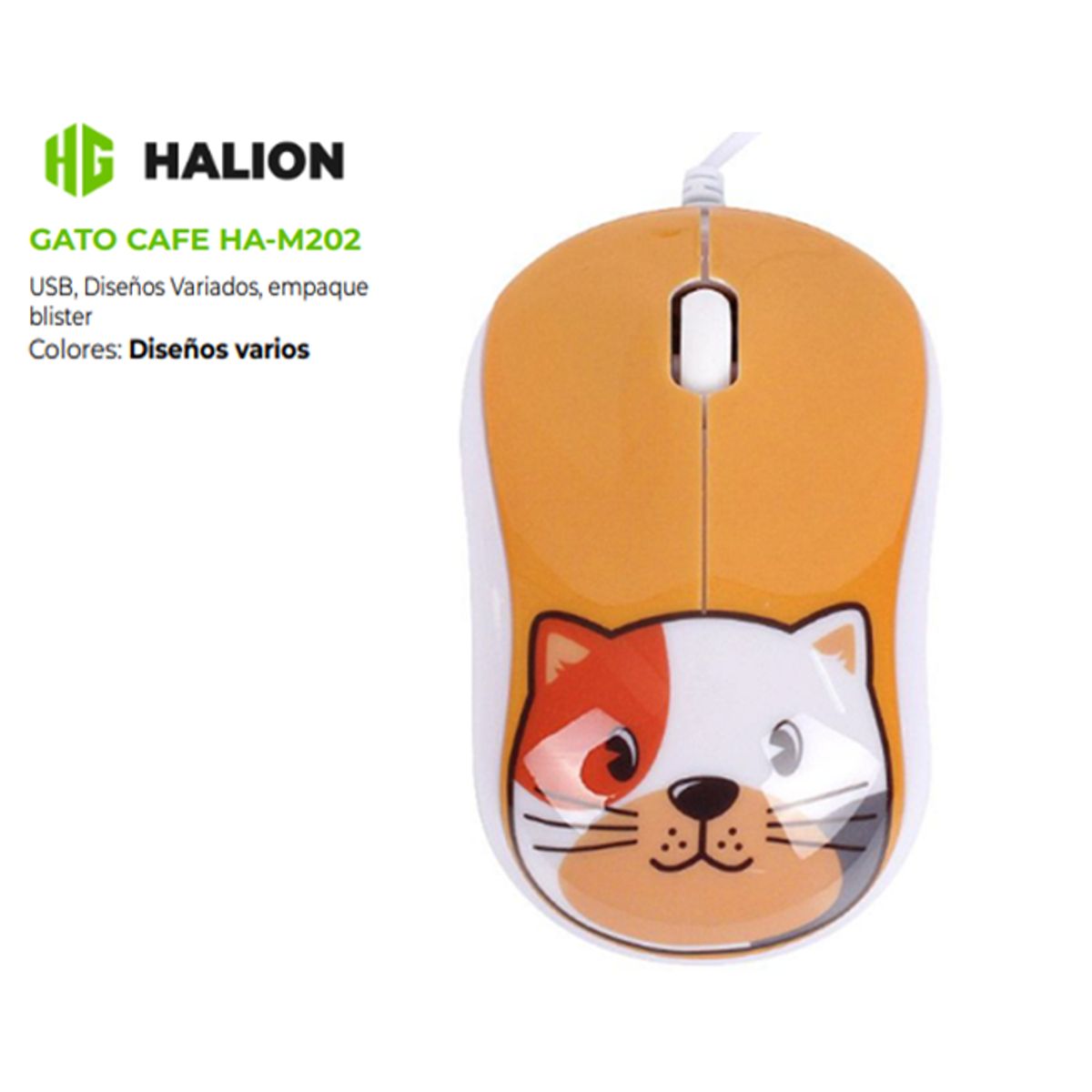 HALION - Mouse Alambrico CARTOON HA-M202 USB DPI 1000 HALION