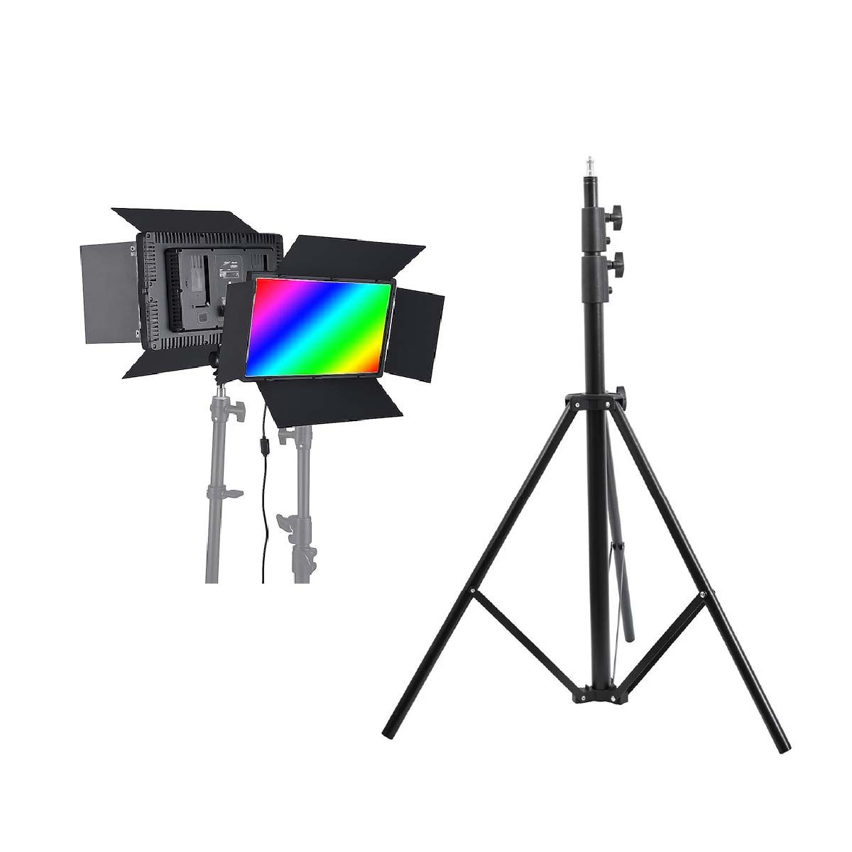 GO SELECT - Kit Panel De Iluminación  Luz RGB con Viseras Led U800 + Trípode Parante 2.1 m