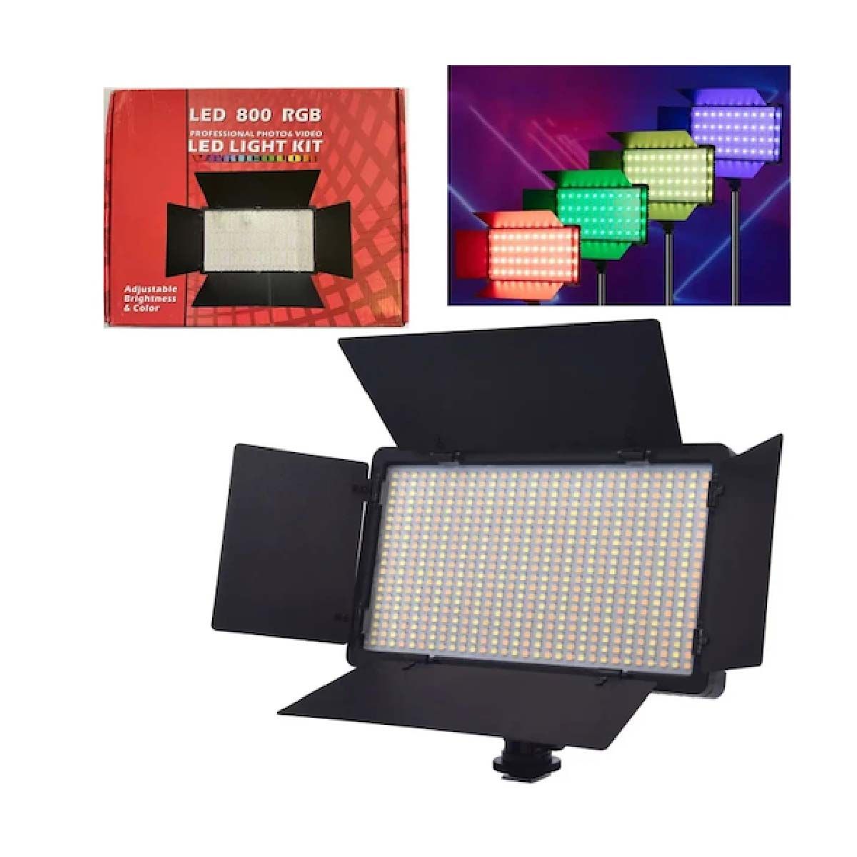 GO SELECT - Kit Panel De Iluminación  Luz RGB con Viseras Led U800 + Trípode Parante 2.1 m