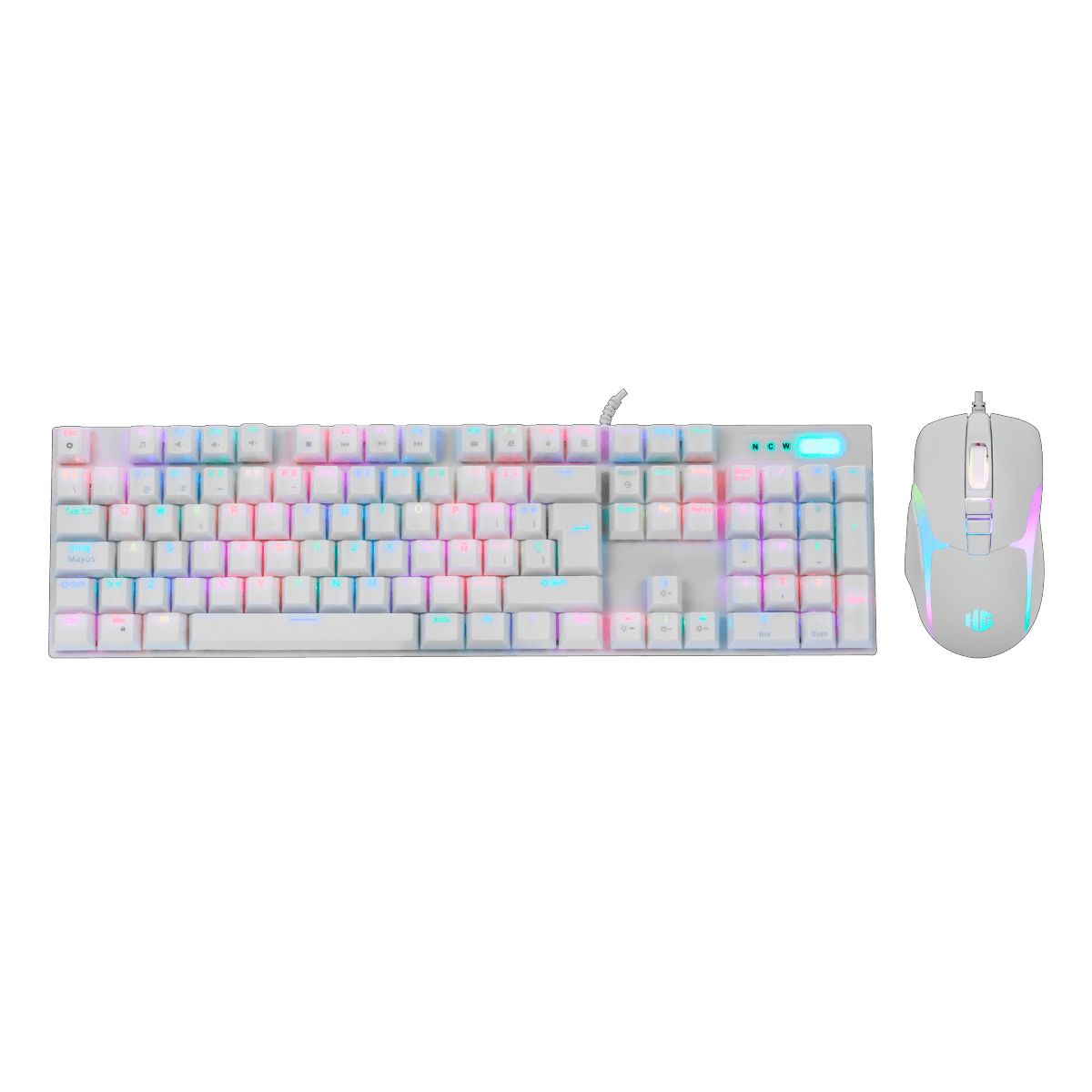 HALION - Kit Gamer Halion Damon HA-863C White con Teclado Mecánico RGB y Mouse