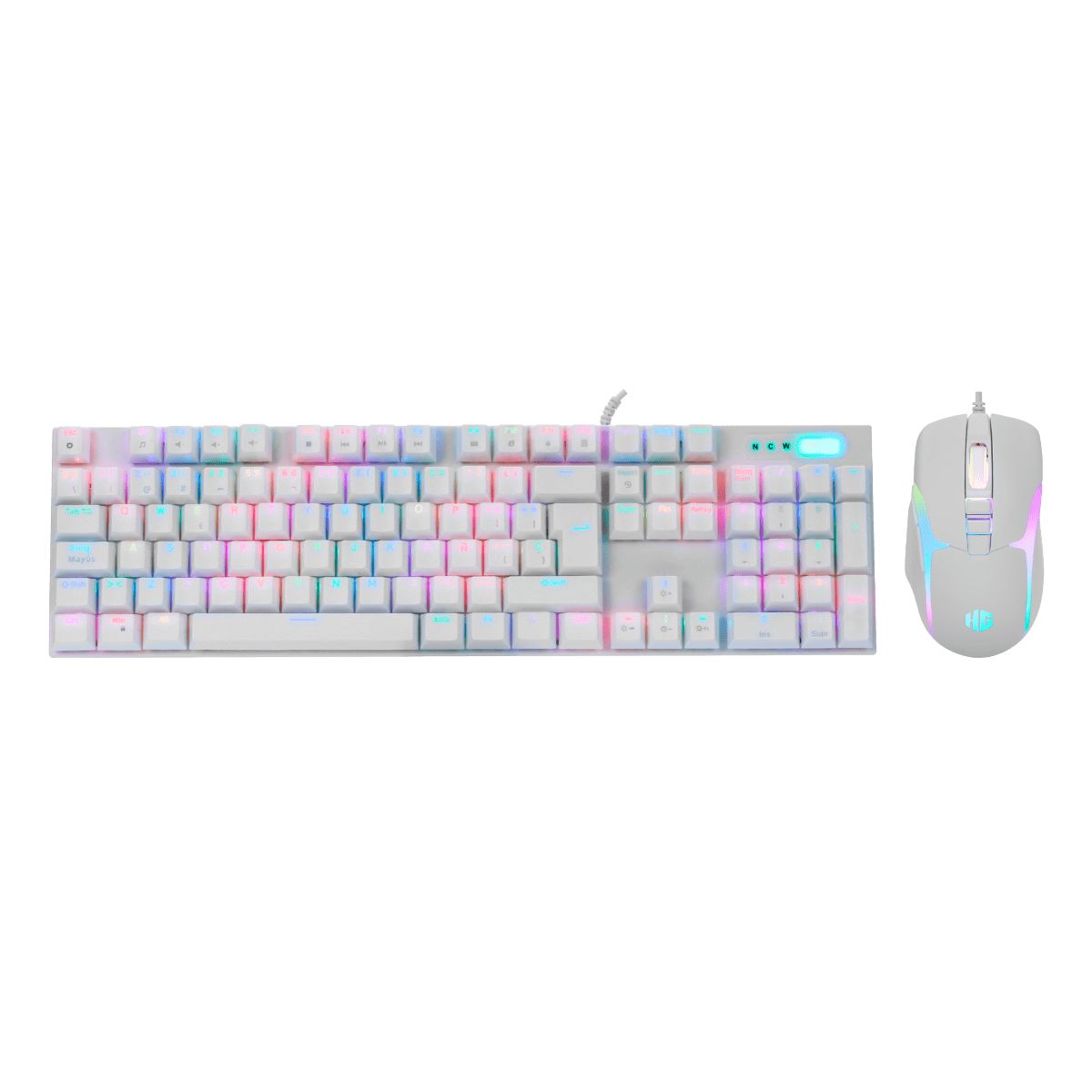 HALION - Kit Gamer Halion Damon HA-863C White con Teclado Mecánico RGB y Mouse