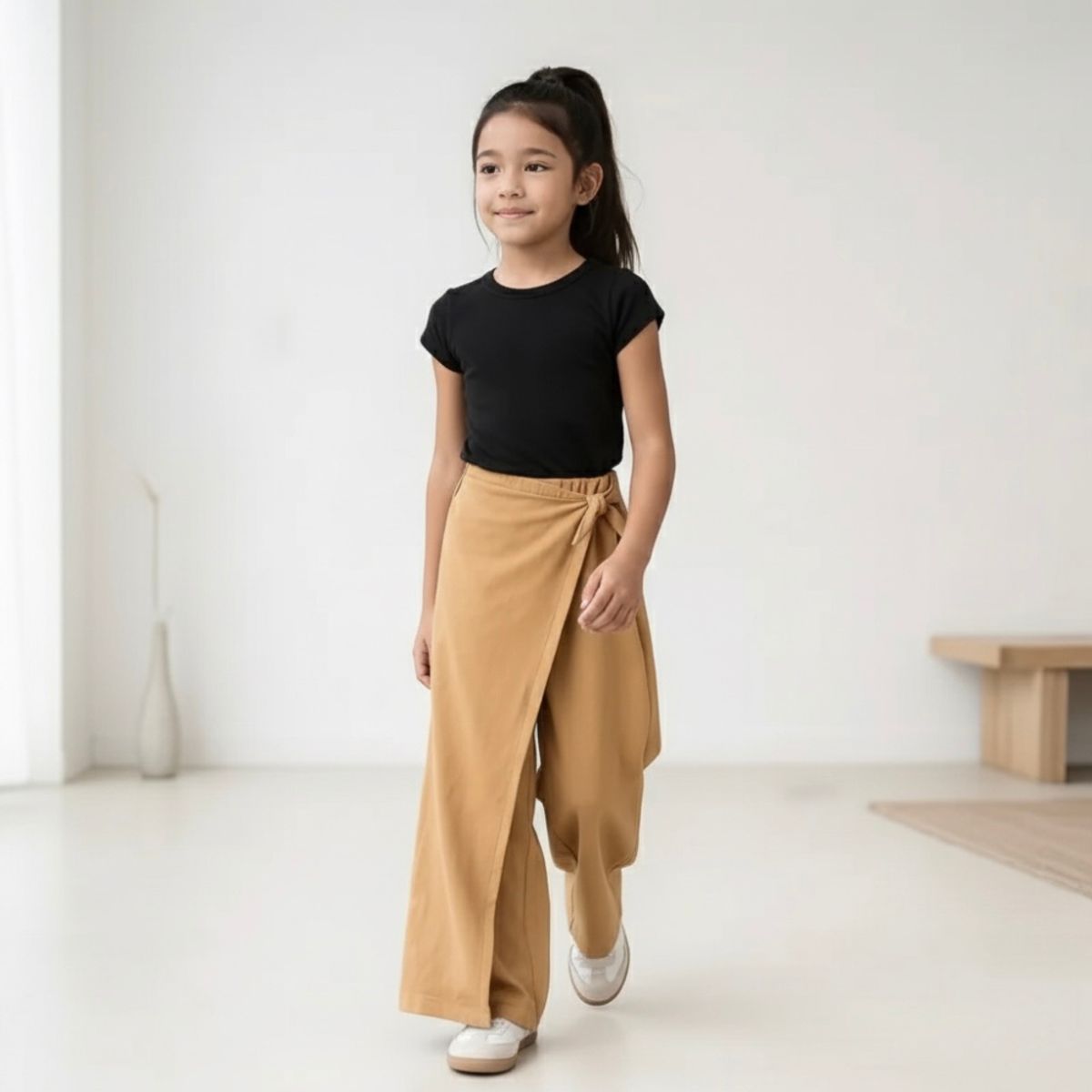 GENERICO - Pantalón Palazo Niña Lazo - Camel - Angela Kids