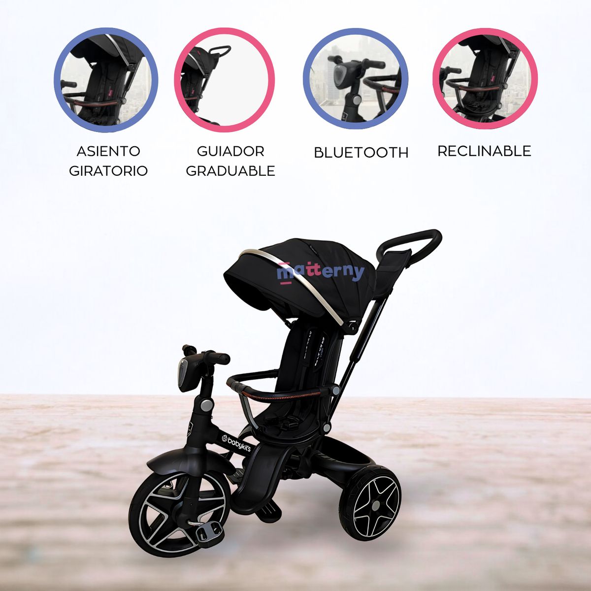 BABY KITS - Triciclo Guiador «EXPLORER LX» Black