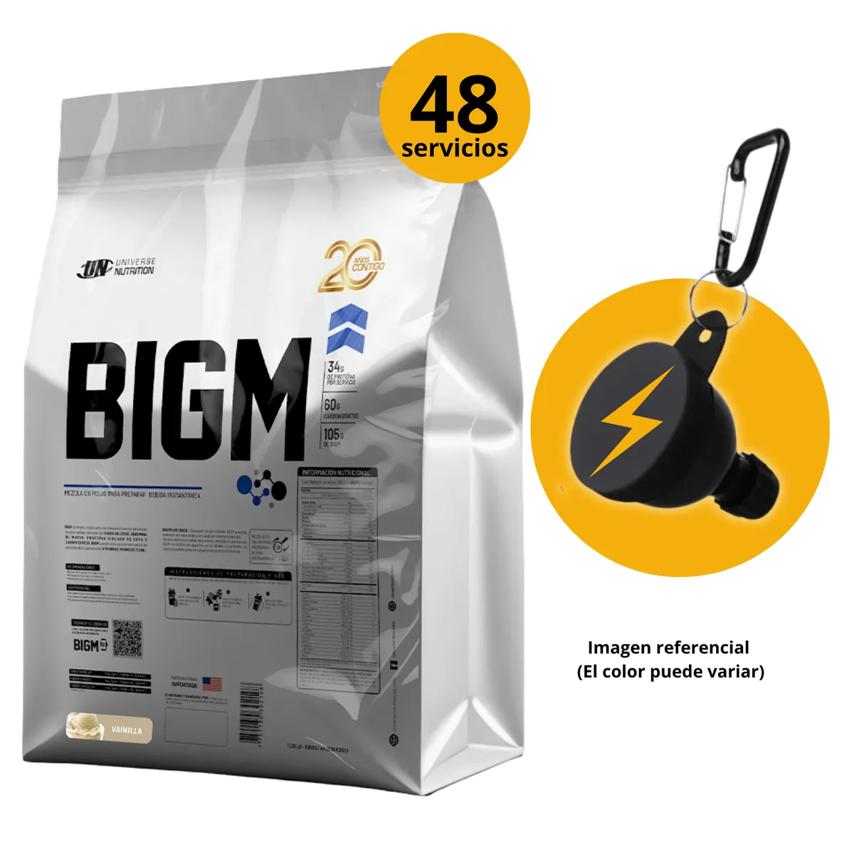 UNIVERSE NUTRITION - BIG M DE 5kg VAINILLA CON PORTASUPLES - GANADOR DE MASA