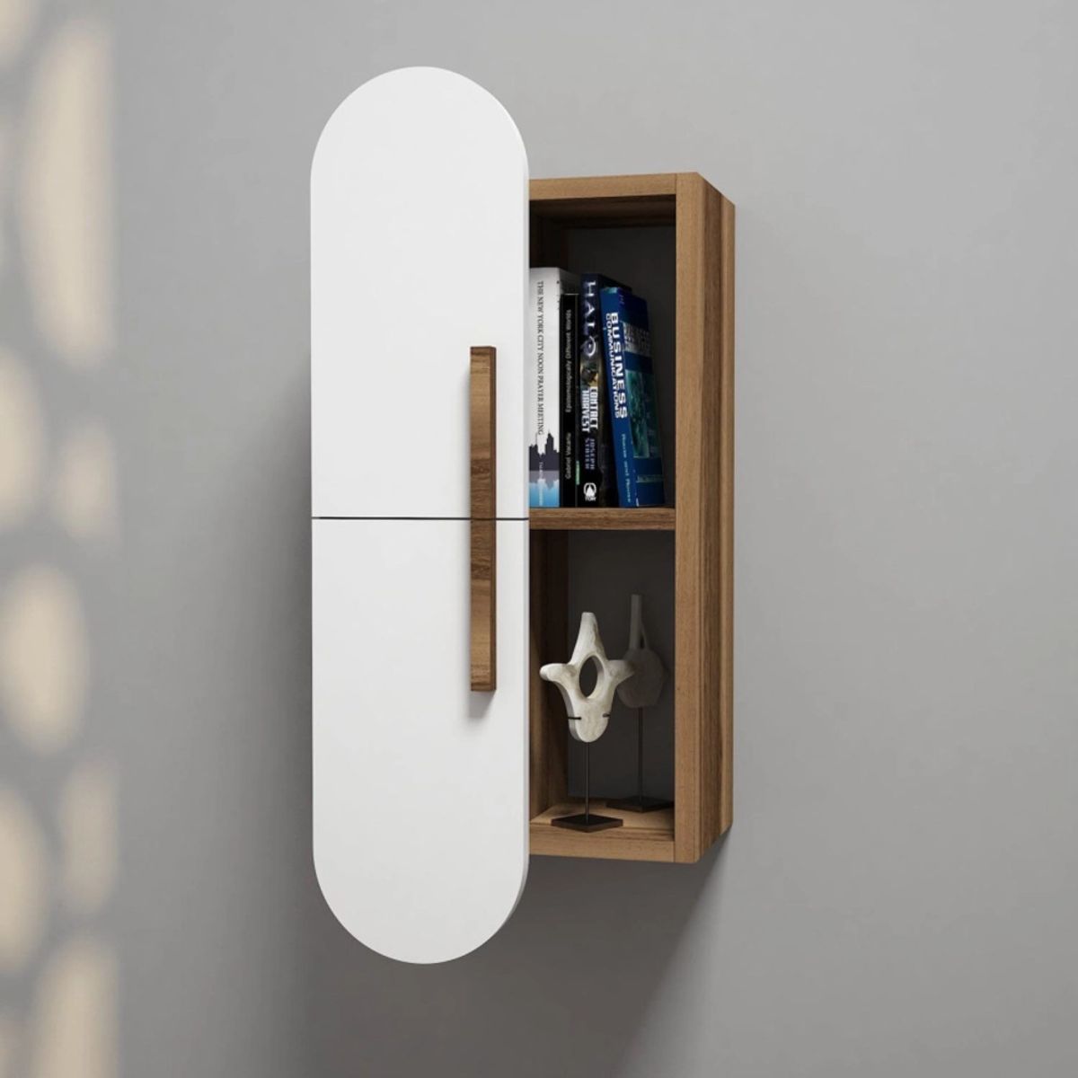 R&R MUEBLES - Estante Flotante Shigeru Blanco y Marrón R&R MUEBLES