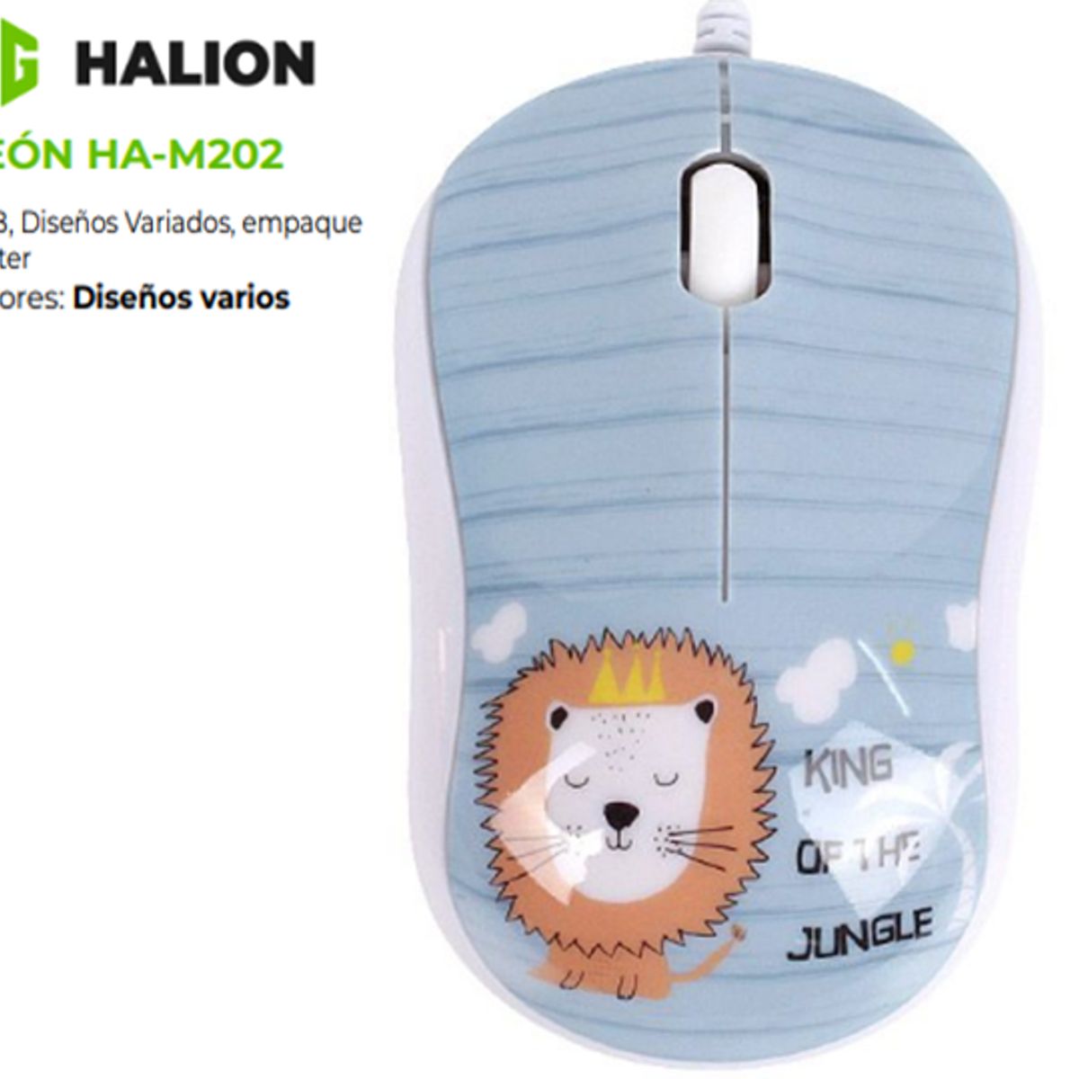 HALION - Mouse Alambrico LEÓN HA-M202 USB DPI 1000 HALION