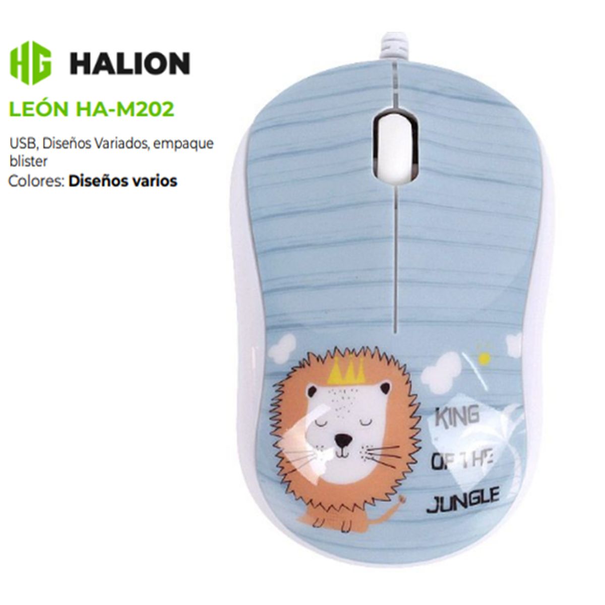 HALION - Mouse Alambrico LEÓN HA-M202 USB DPI 1000 HALION