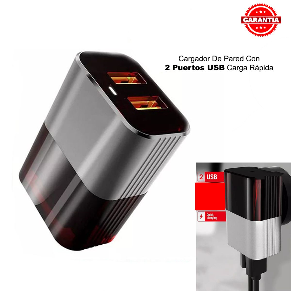 EASY&HOME - Cargador Adaptador de Pared Dual 2 Puertos USB Carga Rápida Easy&Home