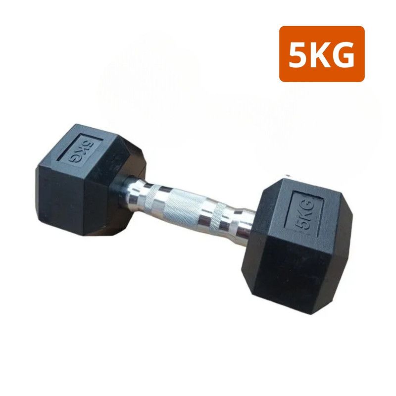 PENTHA - Mancuerna Pesa Hexagonal Cromada y de Caucho 5 Kg