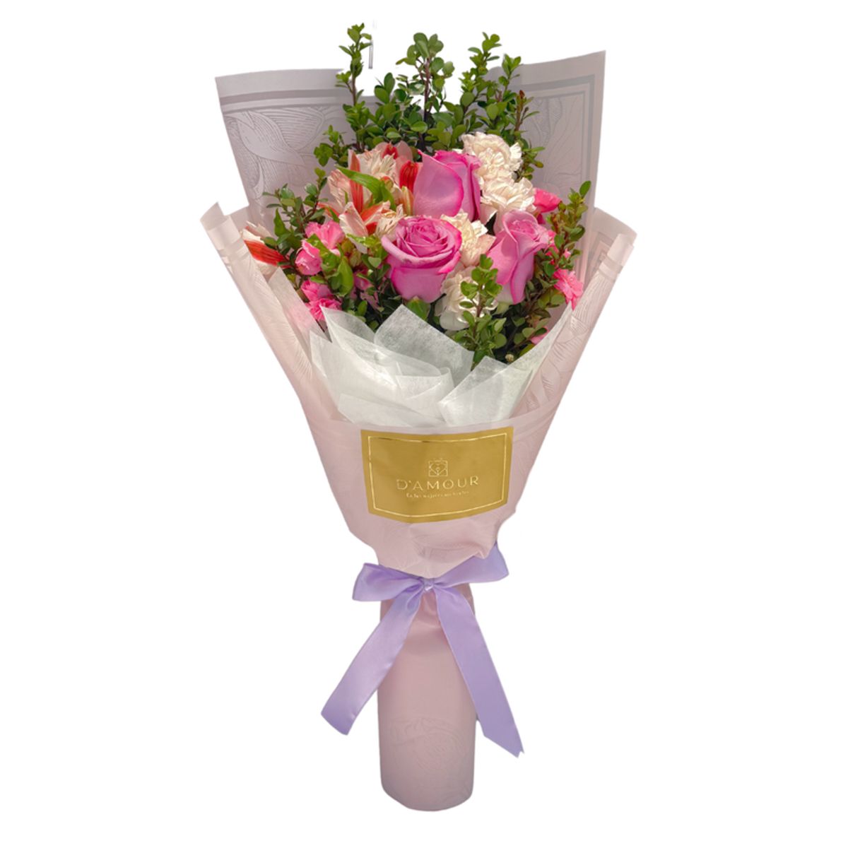 D'AMOUR - Ramo de 3 rosas lilas