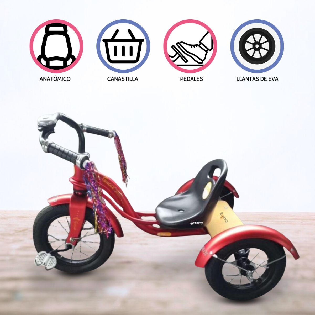 DOUX BEBE - Triciclo Chavo DOUX BEBE CURVA LIGHT RED