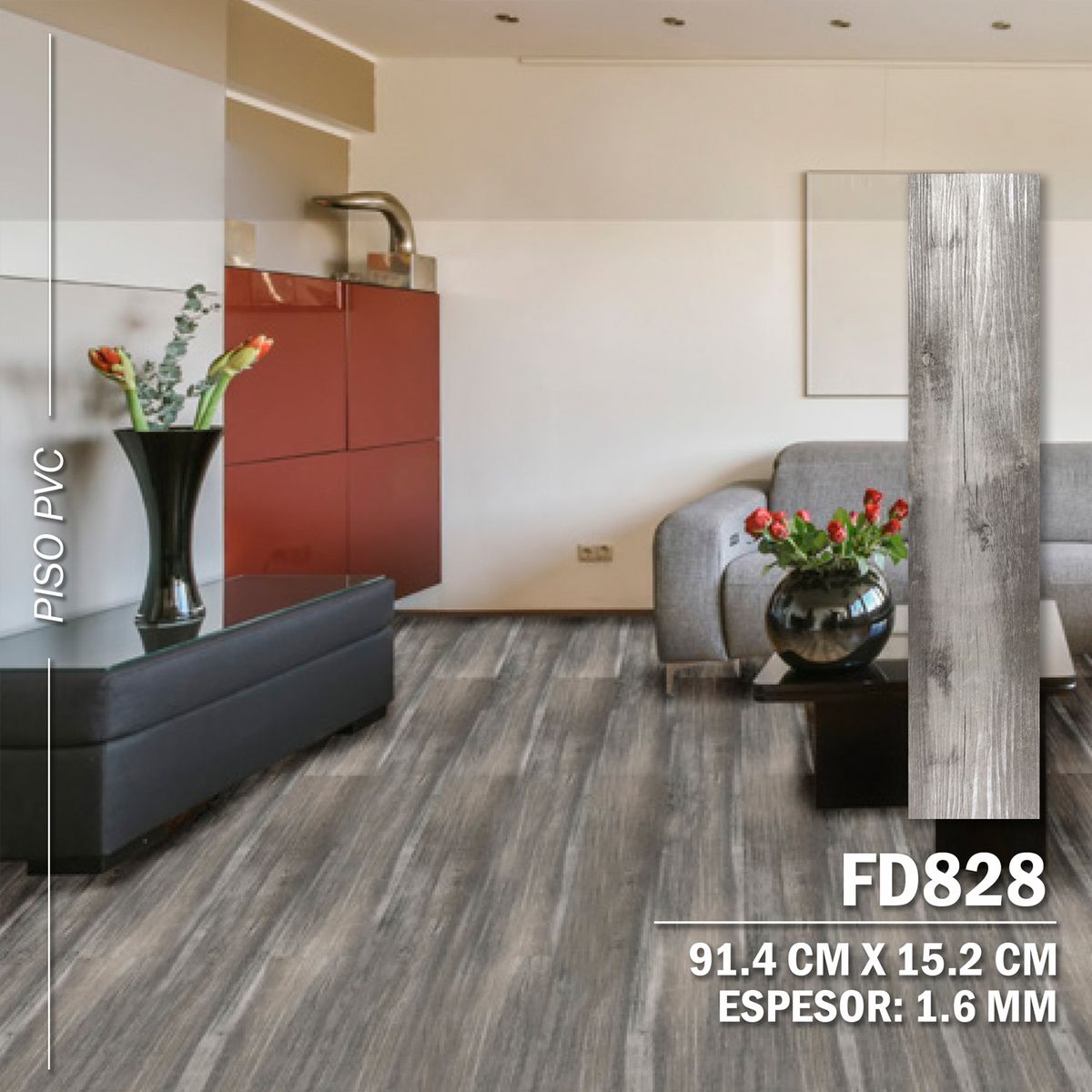 DECOKASA - Piso Vinilico PVC Laminado Autoadhesivo 3D Caja 5m2 DECOKASA - FD828