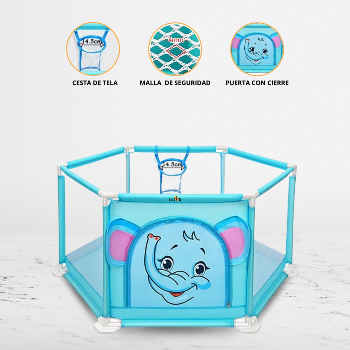 CUZKA - Corral Desarmable con Pelotas para Bebés «FENCE» Light Blue