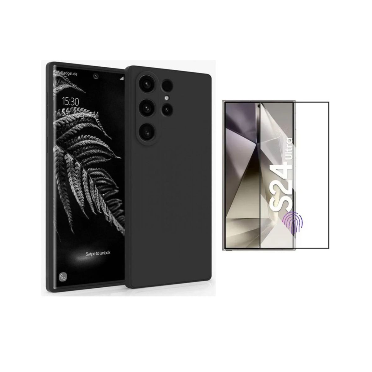 CASE - SILICONA PARA SAMSUNG S24 ULTRA+MICA DE VIDRIO COMPLETO QUE LEE HUELLA