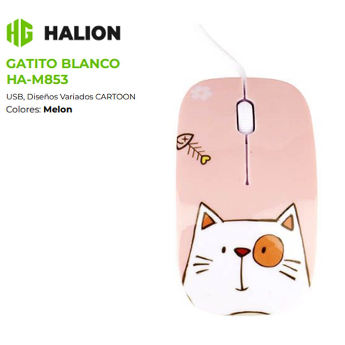 HALION - Mouse Alambrico CARTOON HA-M853 USB DPI 1000 HALION