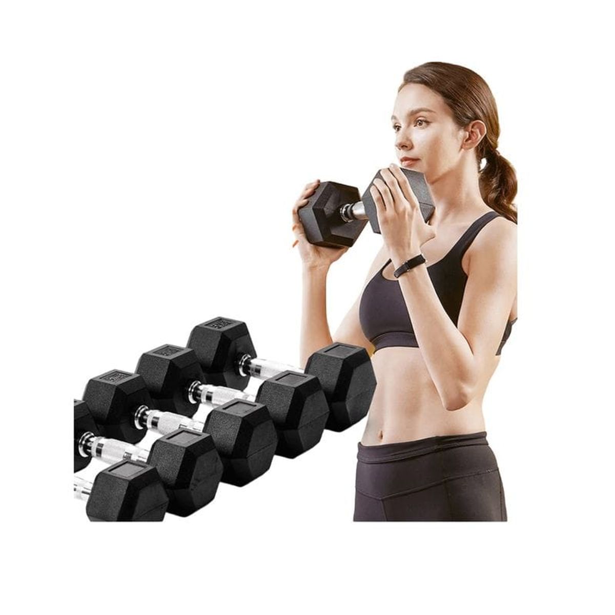 GENERICO - Set De Pesas Mancuernas Hexagonal Metal Cromado X2 30Kg