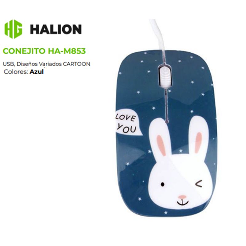 HALION - Mouse Alambrico CONEJITO HA-M853 USB DPI 1000 HALION