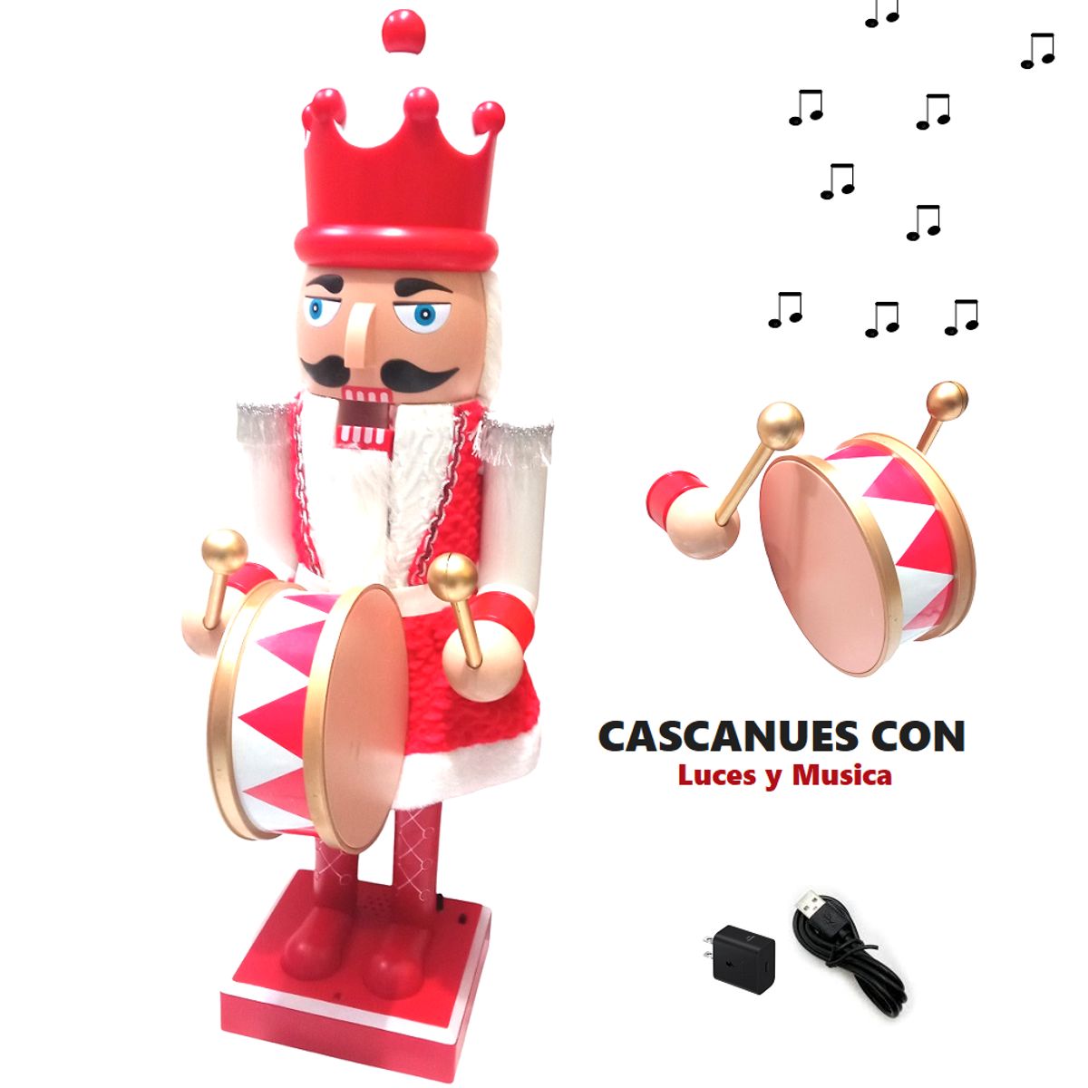 GENERICO - Cascanueces navideños musical con luces Rojo