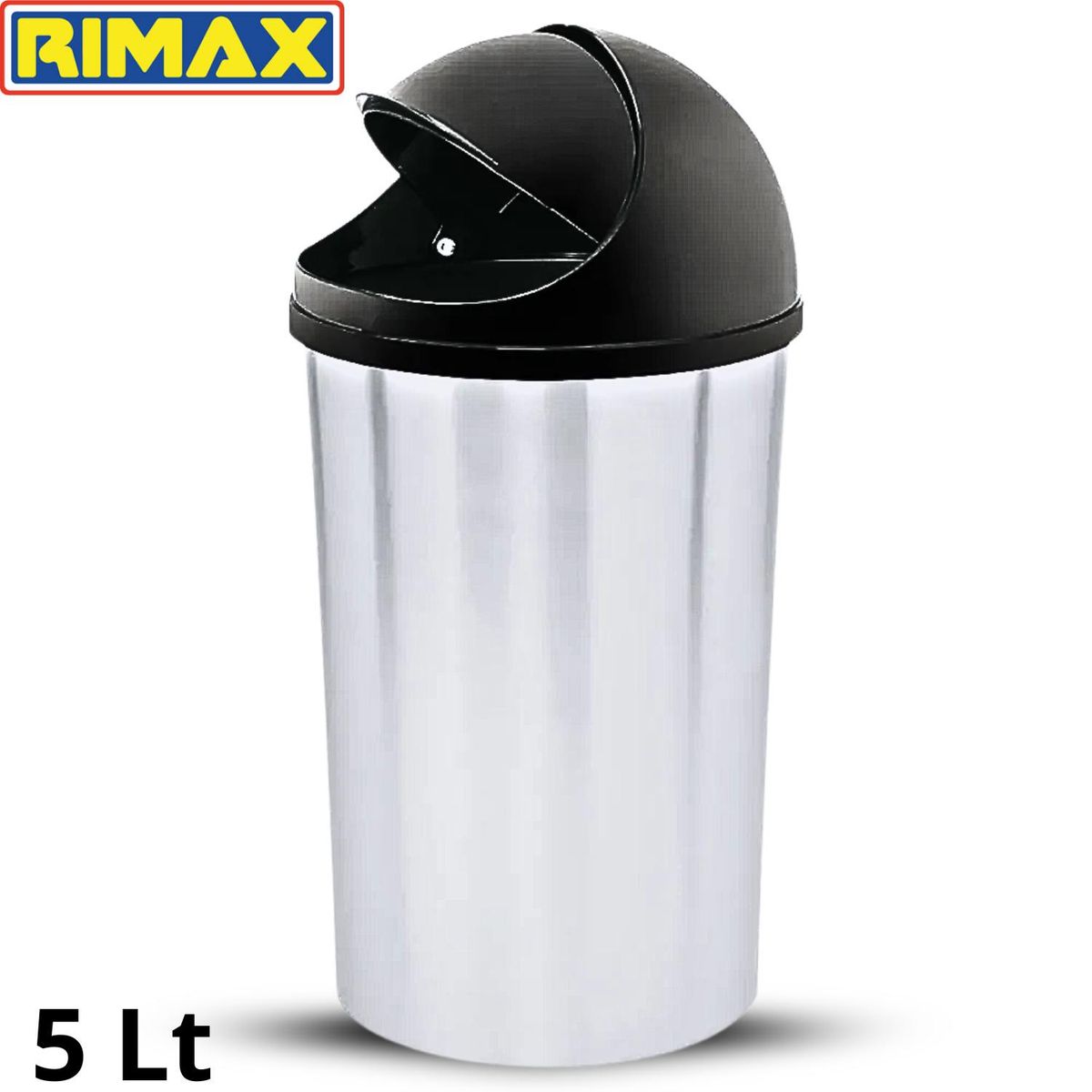 RIMAX - Papelera 5 Lt Tapa Movil Apariencia Metal - Rimax