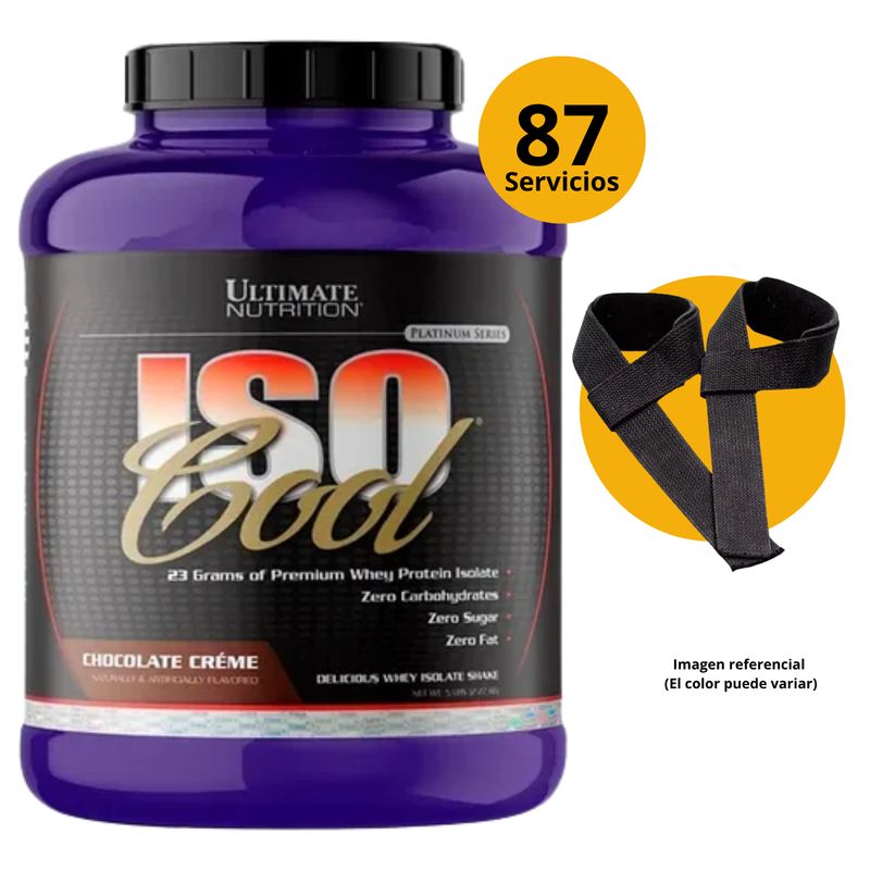 ULTIMATE NUTRITION - ISO COOL 5LB CHOCOLATE + STRAPS - PROTEÍNA ISOLATADA