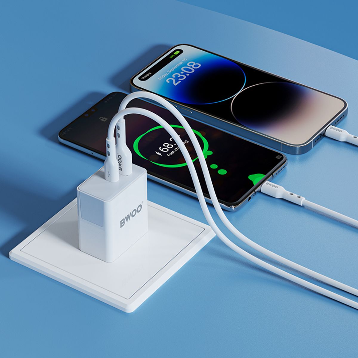 GENERICO - CARGADOR DE PARED DUAL CARGA RÁPIDA 38W USBTipo C iOS Android BWOO CDA137