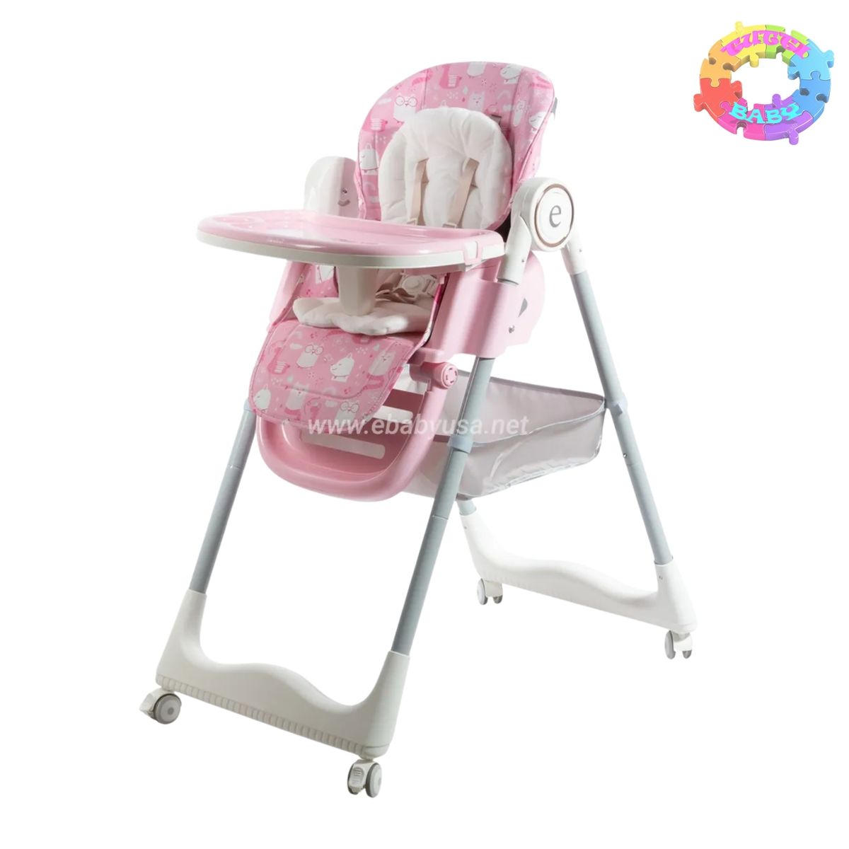 EBABY - SILLA DE COMER ROXY PLEGABLE EXTRA ACOLCHADO - ROSADO
