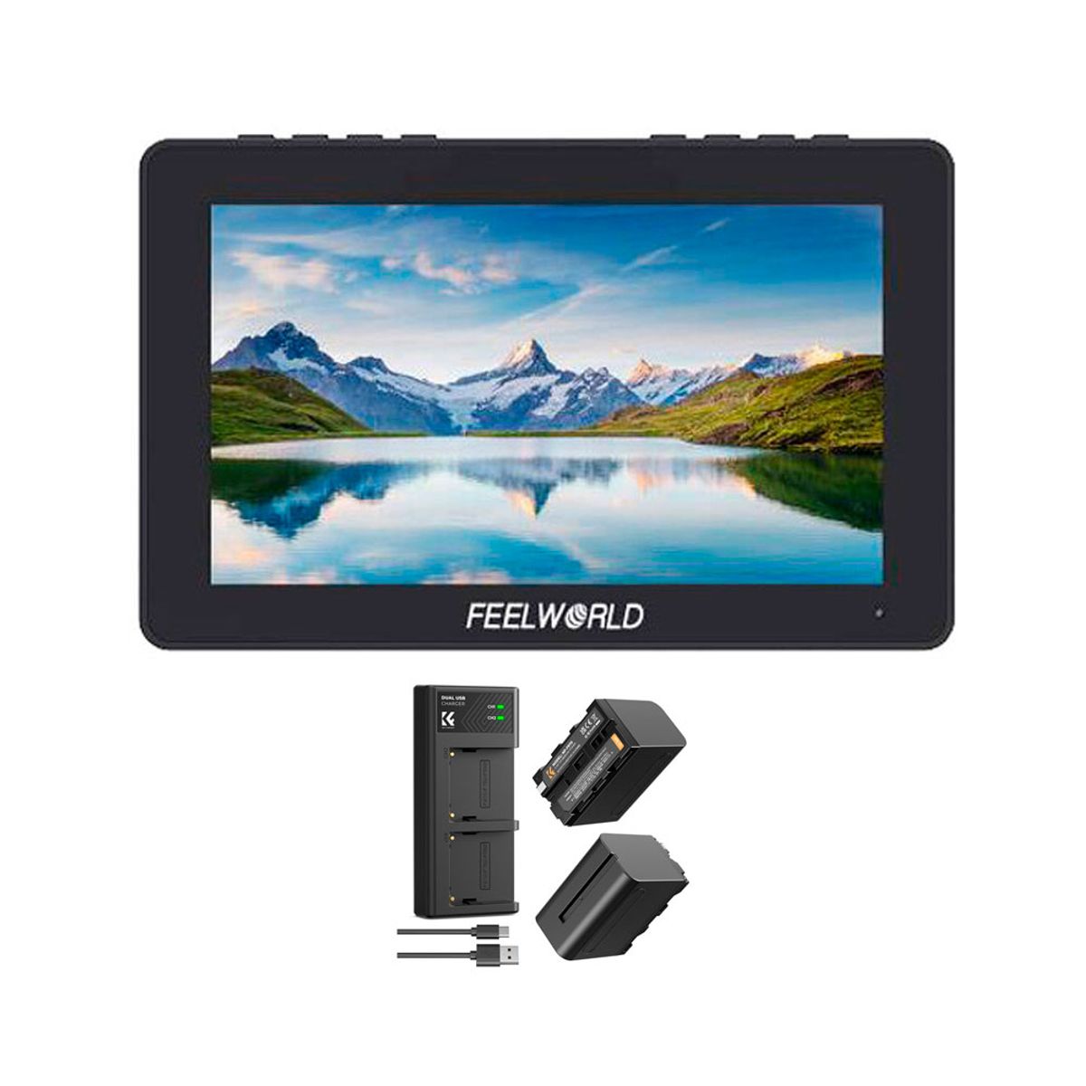 GENERICO - Monitor Feelworld F5 PRO + 2 Baterias F970 + Cargador