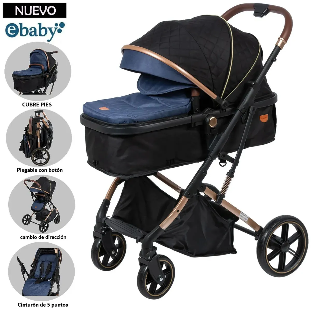 EBABY - Coche Cuna Moisés SATURNO EB126-1 Azul