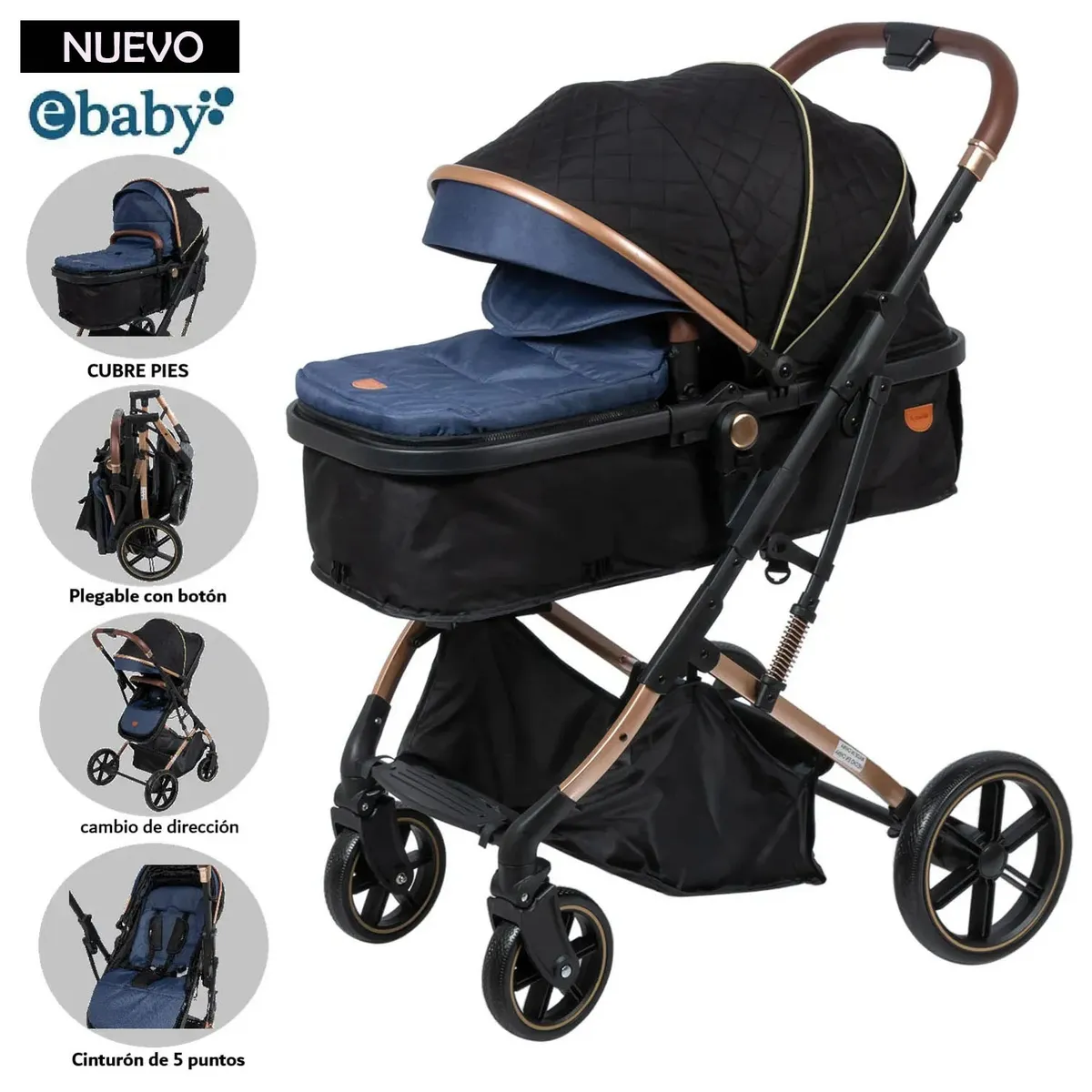 EBABY - Coche Cuna Moisés SATURNO EB126-1 Azul