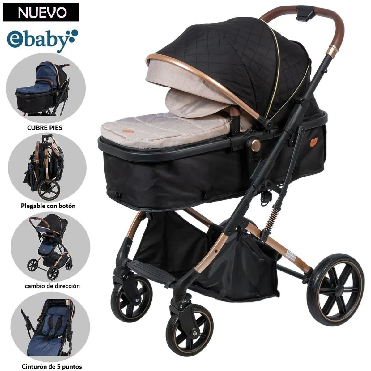 EBABY - Coche Cuna Moisés SATURNO EB126-1 Beige